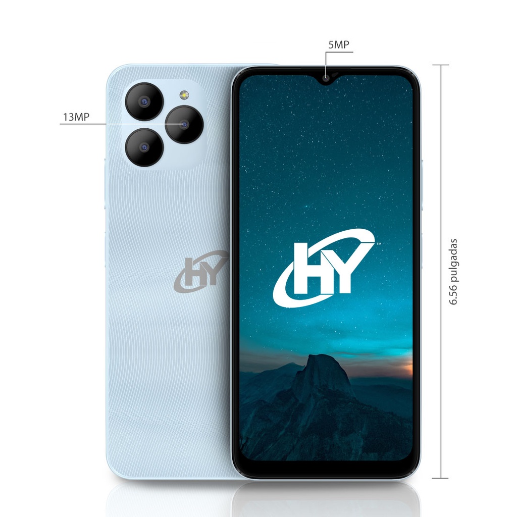 Celular HYLine 6.56" 4GB 64GB 5MP/13MP Android Incluye Estuche Transparente Protector de Pantalla Auriculares Azul