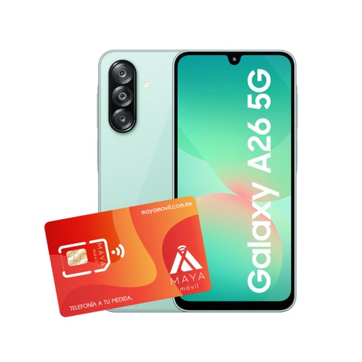 [SM-A266MLGHTPA/NEW] Samsung A26 8GB, 256GB - Verde + Servicio Maya Móvil Plus 3GB vigencia 30 días